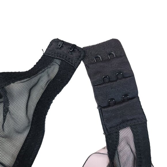 Victoria's Secret Lace Overlay Lined Demi Bra Black 32DD Adj Trim Mesh Underwire - Picture 8 of 11